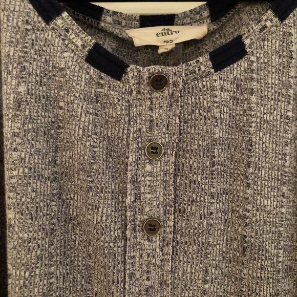 Gray and Navy Striped Sweater Blouse, Small - Picture 3 of 5